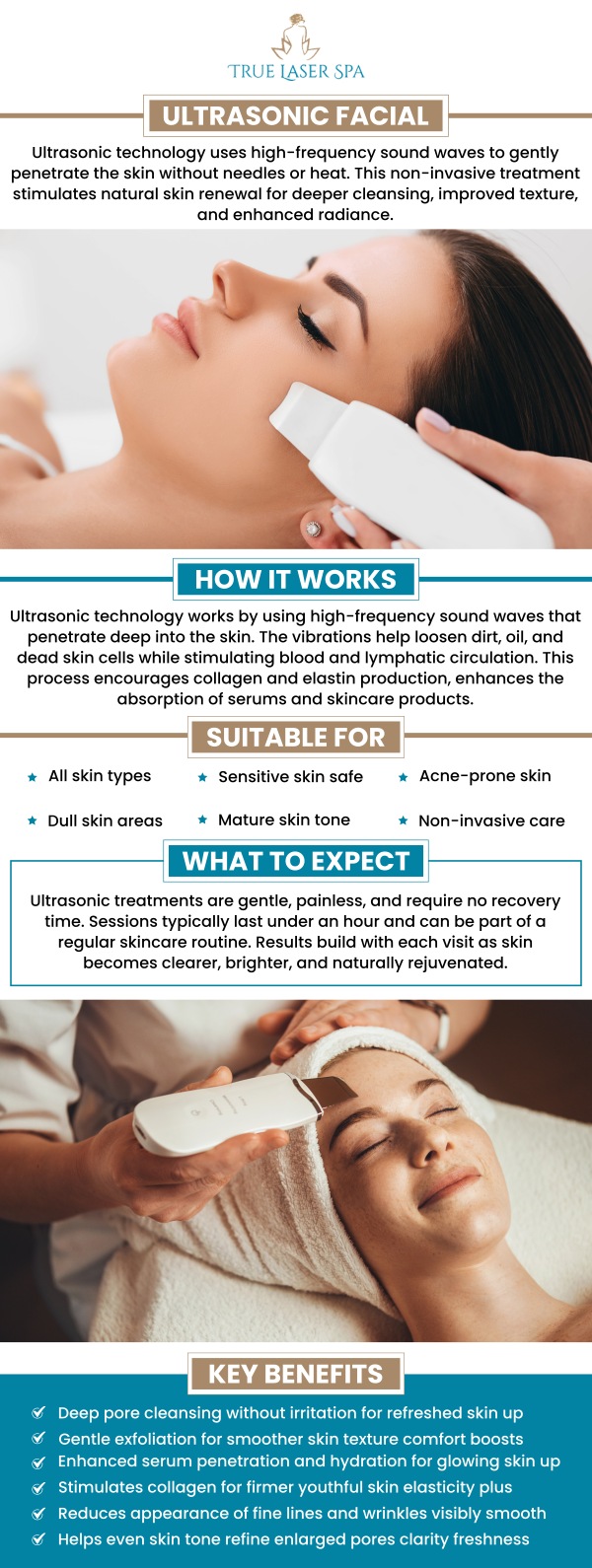 Ultrasonic facials are quite beneficial for a variety of aesthetic enhancements. They excel in increasing skin elasticity, smoothing wrinkles, lifting drooping eyelids or brows, reducing the appearance of jowls, and tightening sagging skin. True Laser Spa offers ultrasonic facial treatment. For more information, contact us or request an appointment online. We are conveniently located at 22030 Greater Mack Ave Saint Clair Shores, MI 48080. Ultrasonic facials are quite beneficial for a variety of aesthetic enhancements. They excel in increasing skin elasticity, smoothing wrinkles, lifting drooping eyelids or brows, reducing the appearance of jowls, and tightening sagging skin. True Laser Spa offers ultrasonic facial treatment. For more information, contact us or request an appointment online. We are conveniently located at 22030 Greater Mack Ave Saint Clair Shores, MI 48080.